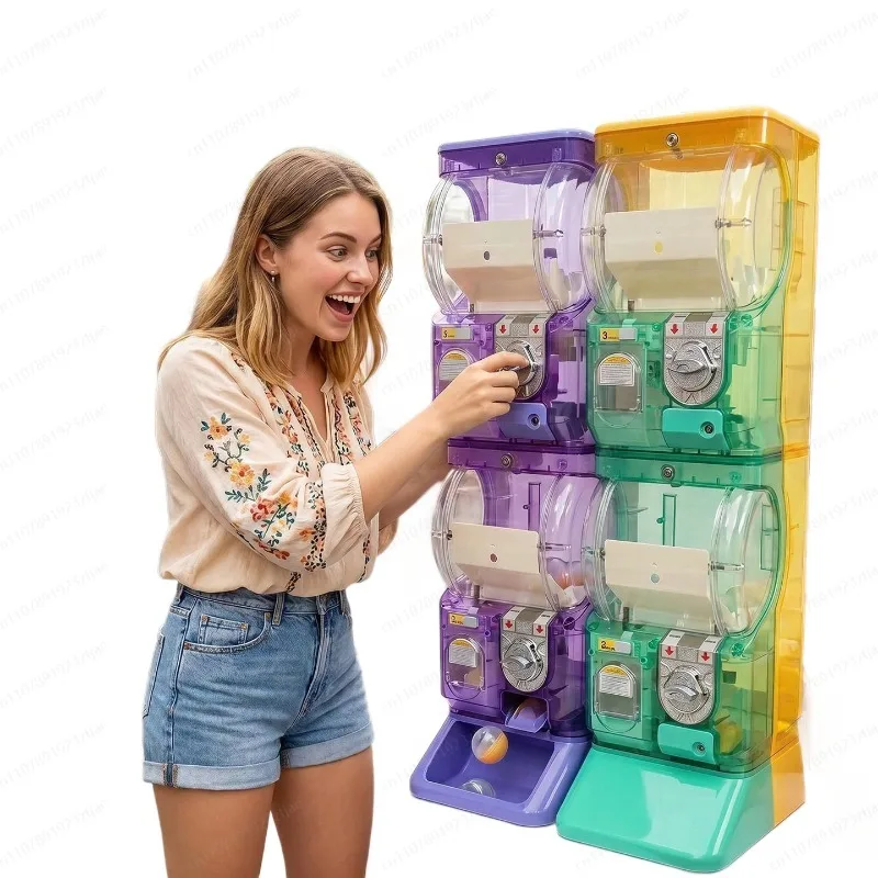 Arcade Vending Machine - Transparent White Two Tier Gashapon Machine,