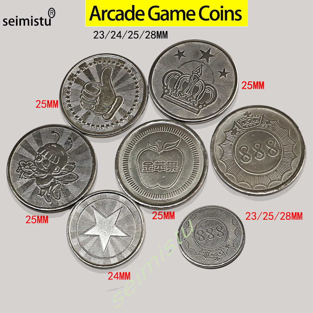 Arcade Vending Machine - 100pcs Stainless Steel 23/24/25mm Tokens Crown